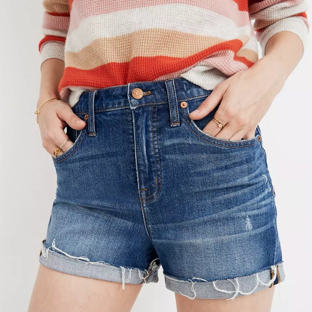 High-Rise Denim Shorts in Glenoaks Wash: Cutoff Edition